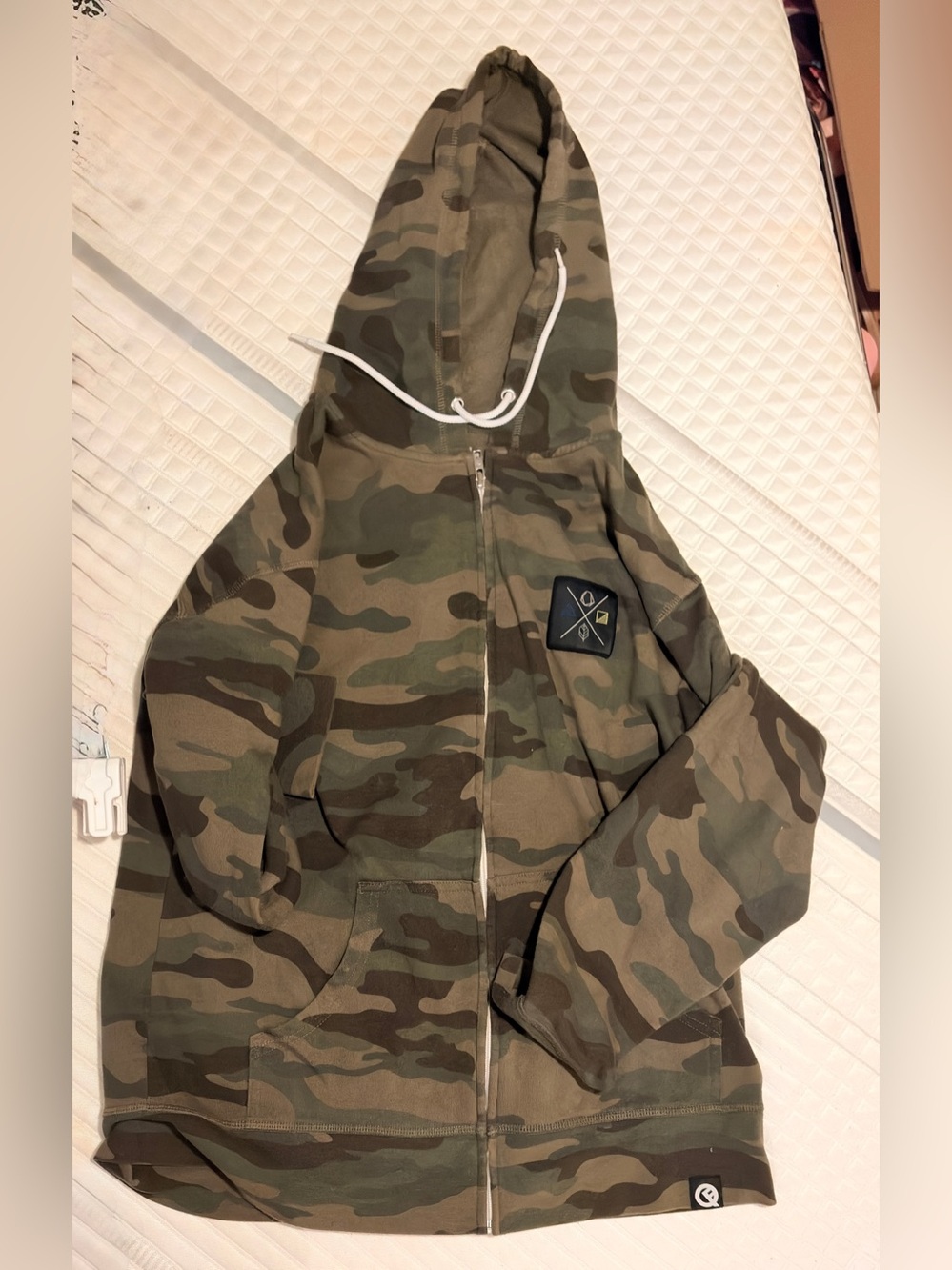 Army Sweatshirt with Hood, pockets and zipper- Size Large